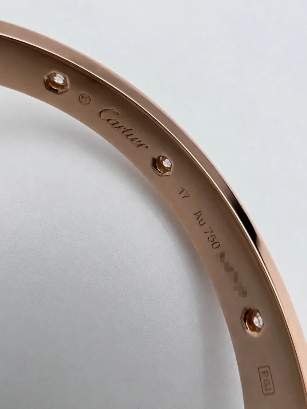 Cartier Love Bracelet Classic Model 10 Diamond 18K Rose Gold Size 17